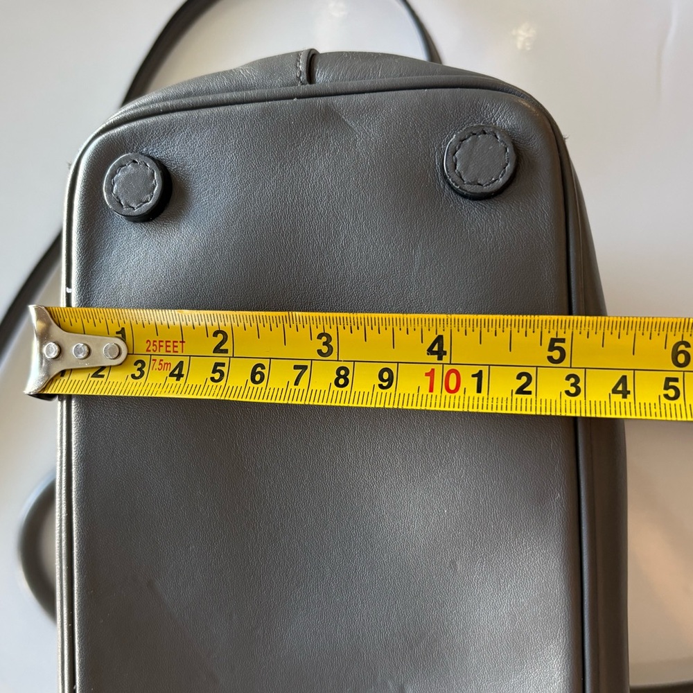 AUTHENTIC PRADA GALLERIA Grey Leather Bag with leather out-stiching detailing - Picture 6 of 16